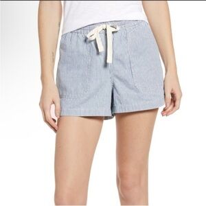 J. Crew Point Sur Seaside Shorts Blue Pinstriped 100% Cotton Size Large